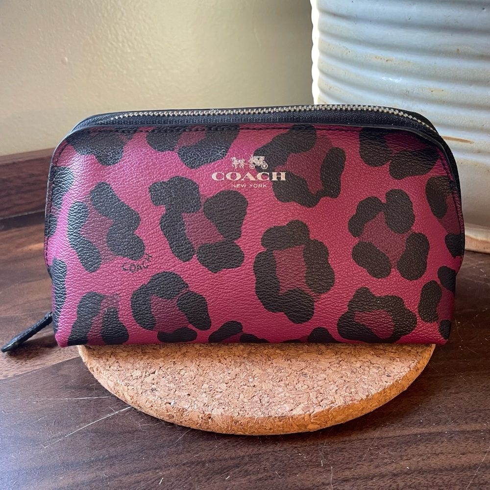 Coach leopard print Makeup Bag